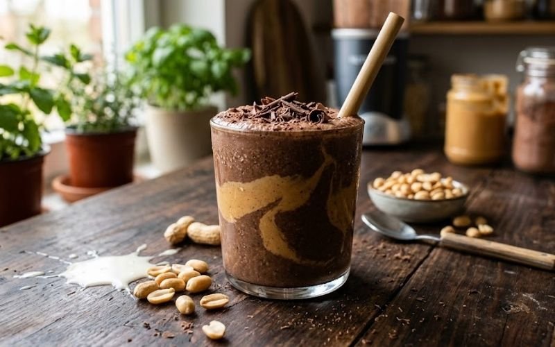 chocolate peanut butter dessert smoothie