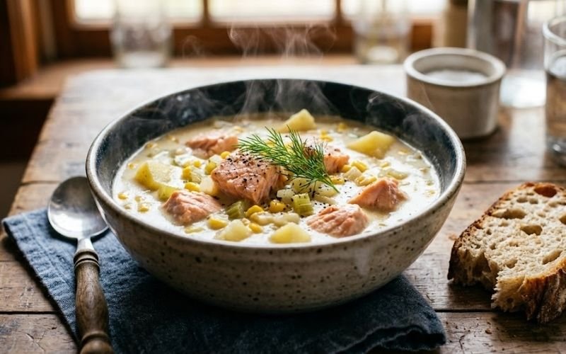 hearty salmon chowder