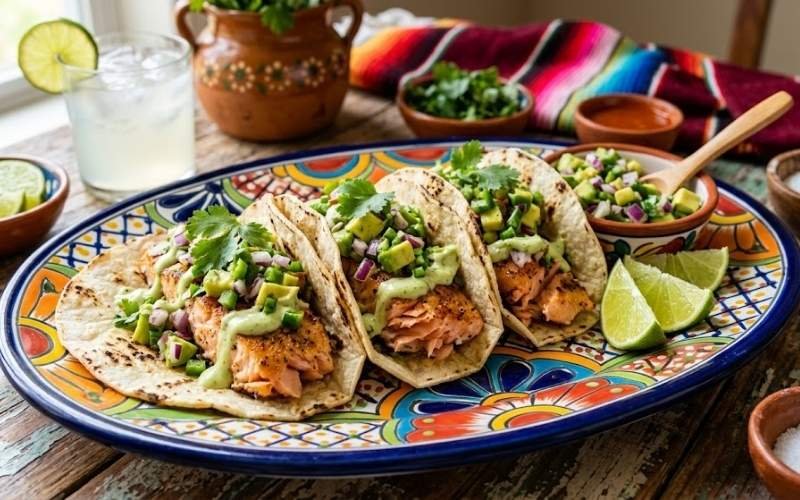 salmon tacos with avocado salsa
